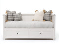 Sofá cama 190x90x88 cm - blanco - estructura con respaldo panelado y 2 cajones integrados