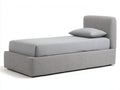 Cama individual tapizada en tela 205x105x95 cm - gris claro - cabecero acolchado y diseño compacto