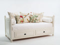 Sofá cama de madera 205 x 100 x 95 cm - Blanco - Diseño clásico con 2 cajones inferiores