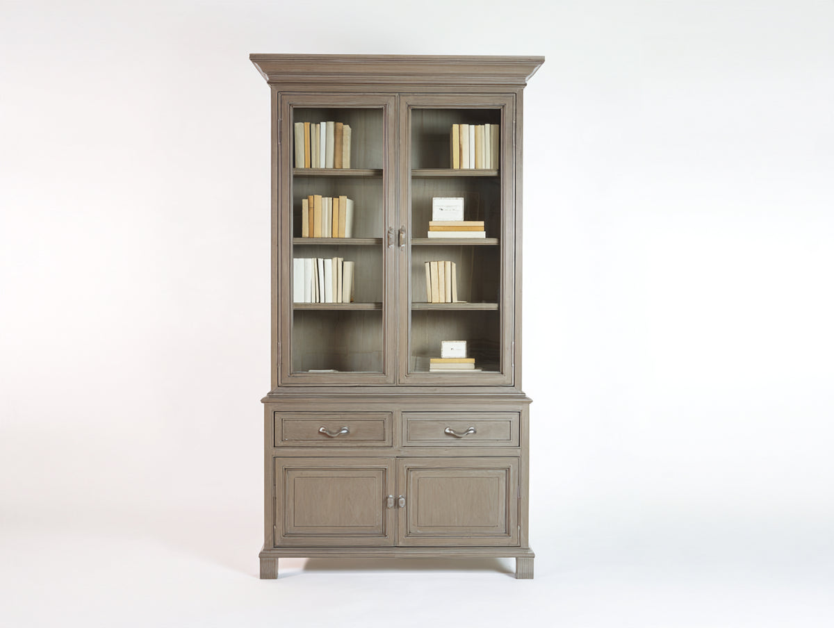 Estantería de madera 110 x 42 x 205 cm - Marrón claro - 4 puertas y 2 cajones