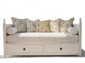 Sofá cama de madera 210x100x92 cm - blanco roto - diseño tipo diván con 2 cajones de almacenamiento