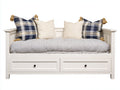 Sofá cama 190x90x85 cm - blanco - estructura con respaldo lateral y 2 cajones integrados