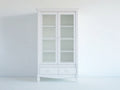 Estantería 100x45x190 cm - blanco - con 2 puertas de vidrio y 2 cajones integrados