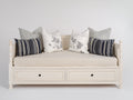 Sofá cama 190x90x88 cm - blanco - estructura clásica con 2 cajones integrados y laterales elevados