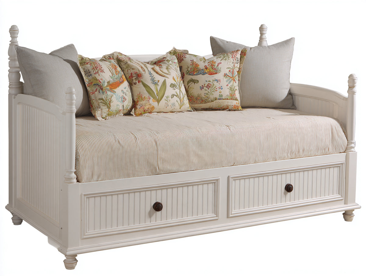 Sofá cama 195x95x90 cm - blanco - estructura clásica con laterales elevados y 2 cajones integrados
