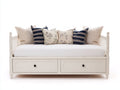 Sofá cama de madera 205 x 100 x 94 cm - Blanco - Diseño clásico con 2 cajones de almacenamiento
