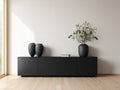 Mueble recibidor de madera de ingeniería 200x45x75 cm - Negro - 4 puertas y diseño minimalista