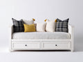 Sofá cama de madera de ingeniería con 2 cajones 200x100x90 cm - Blanco y negro - Diseño moderno con almacenaje