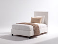 Cama individual tapizada en cuero sintético 200x100x110 cm - Blanco y negro - Cabecero alto y diseño moderno