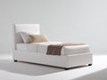 Cama individual tapizada 205 x 105 x 105 cm - Blanco - Cabecero acolchado de diseño moderno