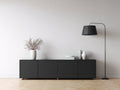 Mueble recibidor de madera 180 x 42 x 72 cm - Negro - Diseño minimalista con 4 puertas