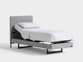 Cama individual 200x100x115 cm - gris claro - estructura tapizada con somier articulado y diseño moderno