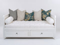 Sofá cama de madera 205 x 100 x 95 cm - Blanco - Diseño clásico con 2 cajones inferiores