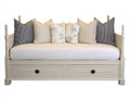 Sofá cama de madera 210x100x95 cm - blanco marfil - diseño tipo diván con 2 cajones de almacenamiento