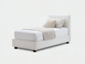Cama individual tapizada 205x105x105 cm - blanco - cabecero acolchado y patas de madera